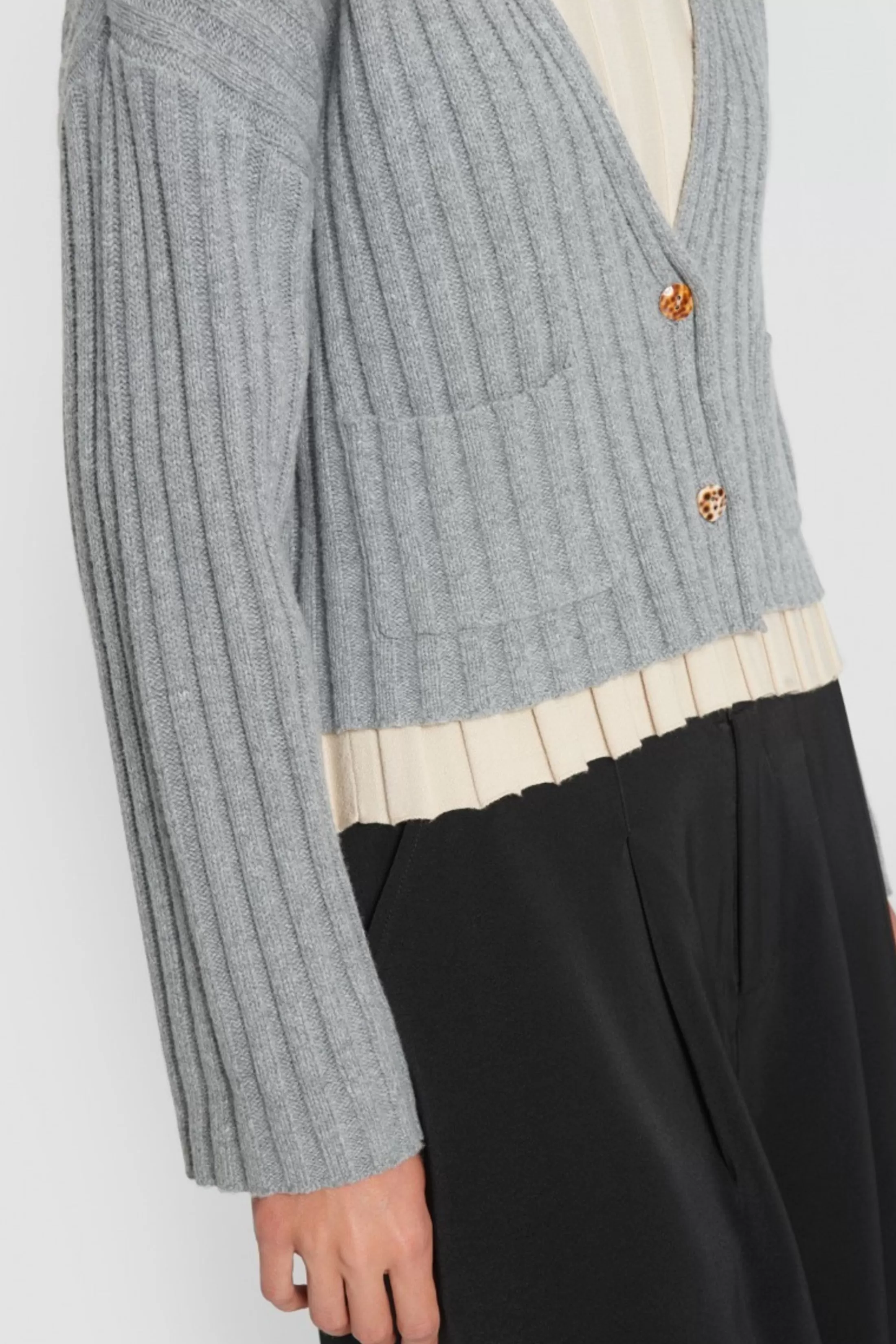 Strik<BITTE KAI RAND Gamine Knit Kort Cardigan Black | Grey Melange | Caramel